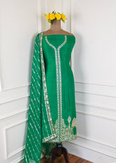 Khadi Green Unstitched Suit